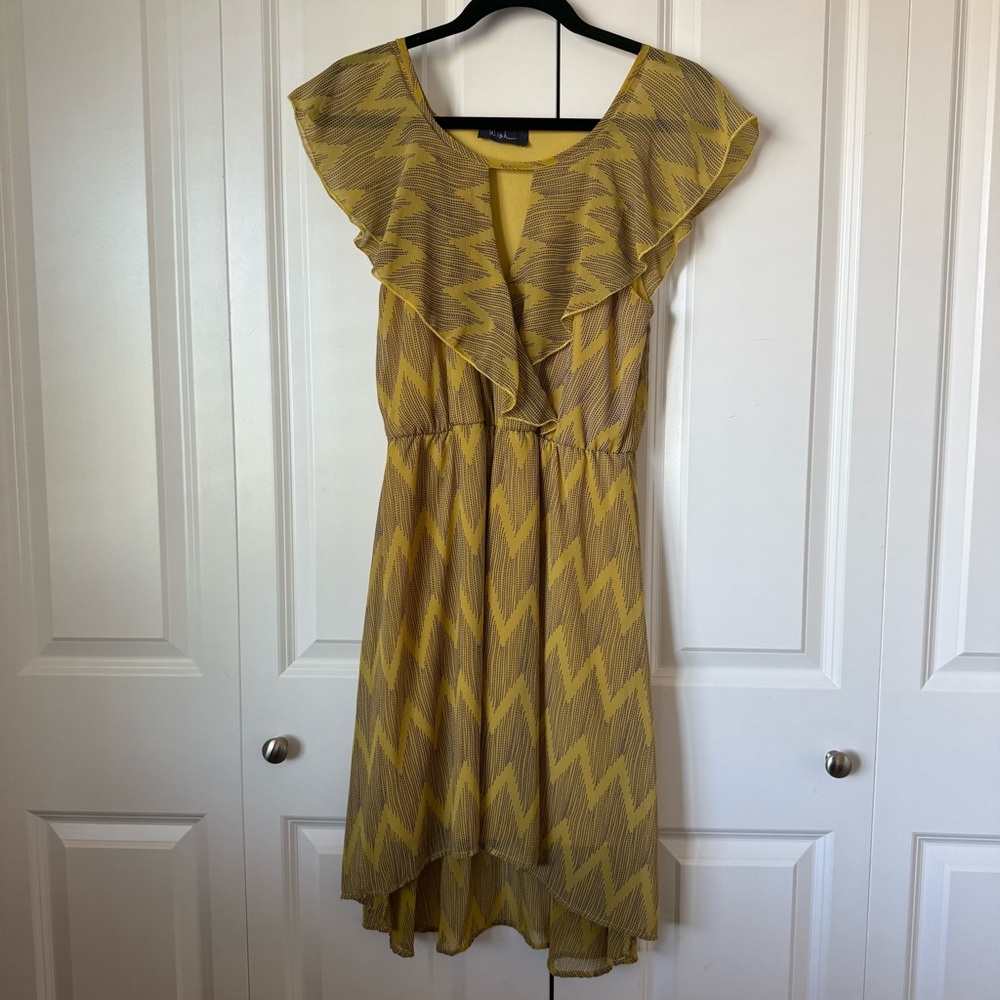 Wish Yellow Ruffled Tiered Sundress with Flutter Sleeves